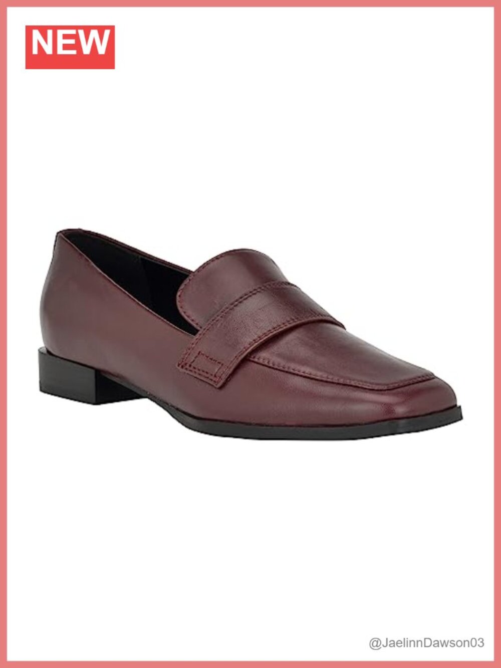 Square Toe Loafer with Low Block Heel Slip On for Women